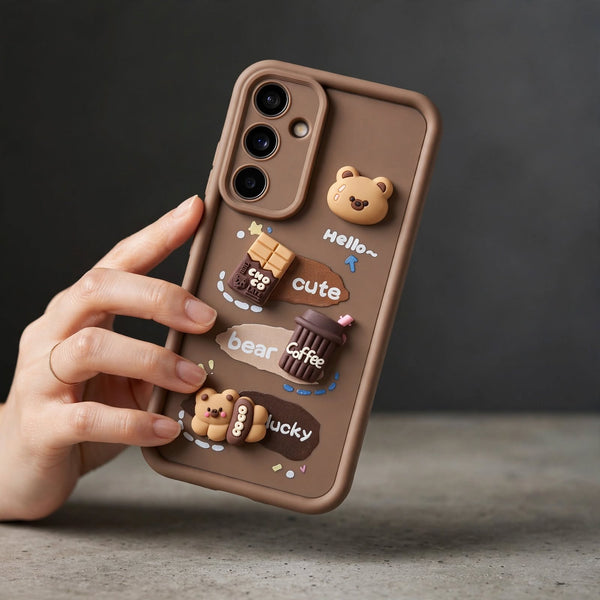 Brown Hello Cute Bear Silicone case for Samsung A55