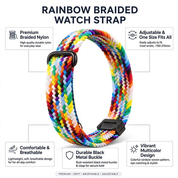 Rainbow Nylon Strap For Google Fitbit Air