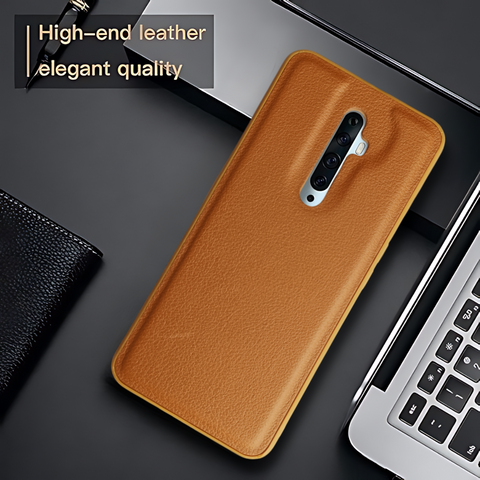 Raised Edges Brown Leather Case for Oppo Reno 2z