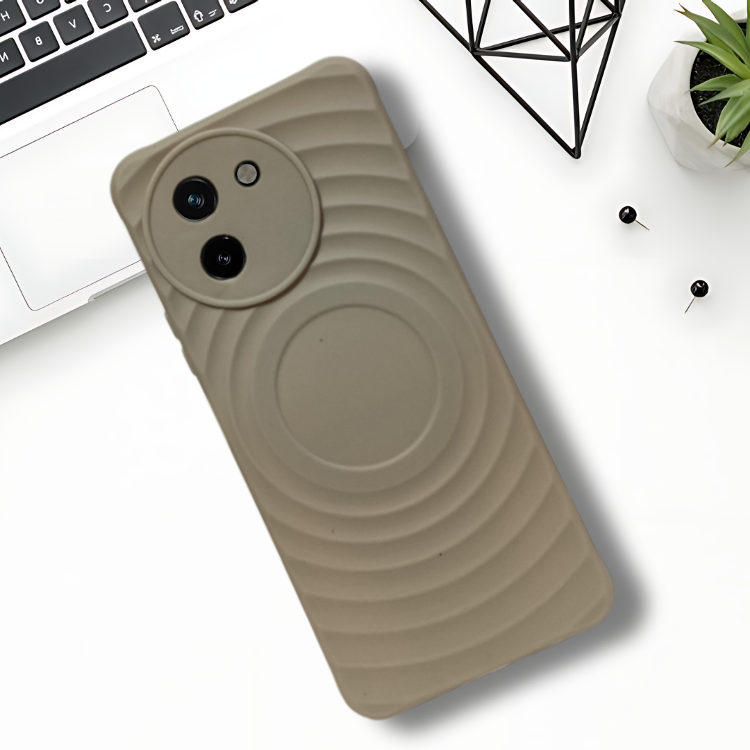 Brown Round Wave Silicone Case for Vivo T3X