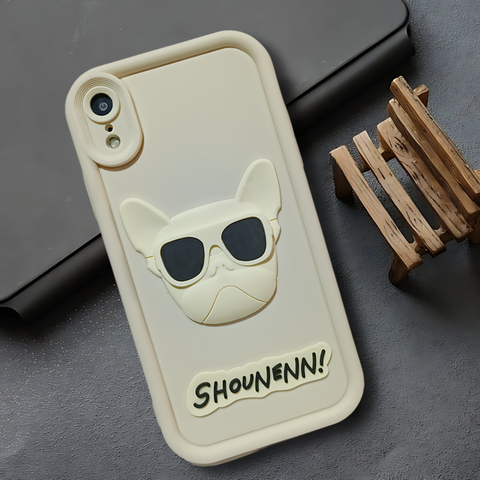 Cream SHOUNENN BULLDOG Silicone case for Apple iphone XR