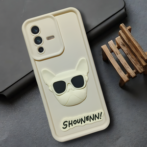 Cream SHOUNENN BULLDOG Silicone case for Vivo V23