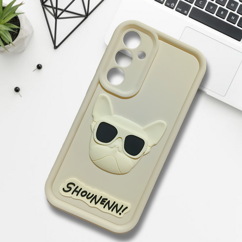 Cream SHOUNENN BULLDOG Silicone case for Samsung S23 Fe