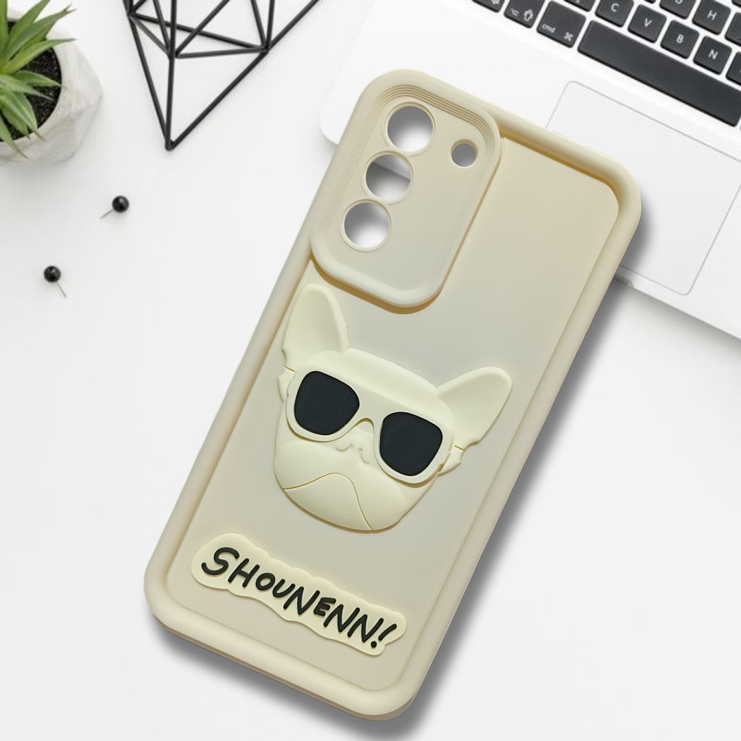 Cream SHOUNENN BULLDOG Silicone case for Samsung S21 Fe