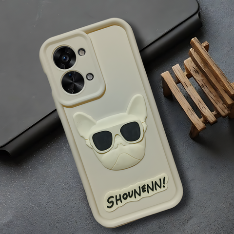 Cream SHOUNENN BULLDOG Silicone case for Oneplus Nord 2T