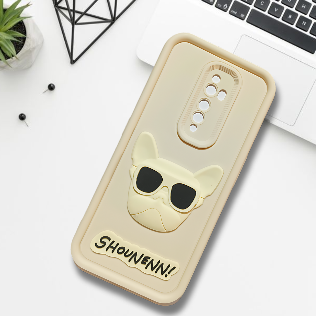 Cream SHOUNENN BULLDOG Silicone case for Oppo Reno 2F