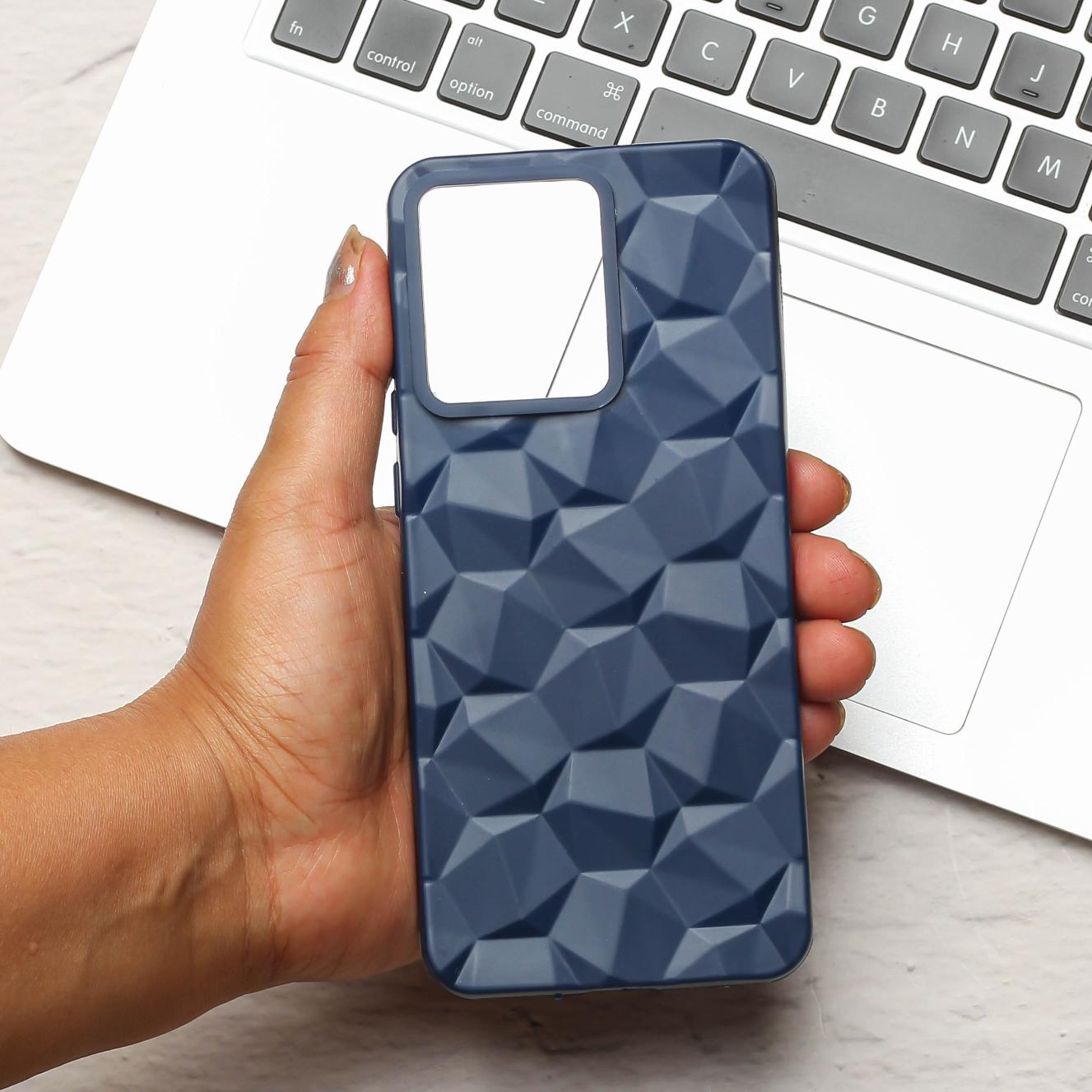 Dark Blue Square Diamond Silicone case for Motorola Edge 40 Neo