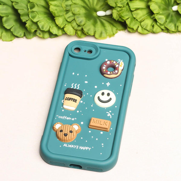 Dark Green COFFEE (ALWAYS HAPPY) Silicone case for Apple iphone 7