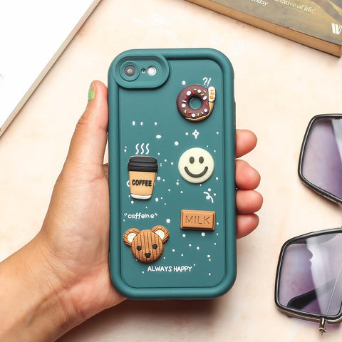 Dark Green COFFEE (ALWAYS HAPPY) Silicone case for Apple iphone 7