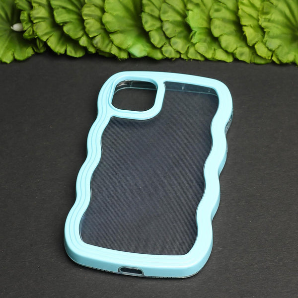 Light Blue Zig Zag Frame Silicon Case for Apple Iphone 11