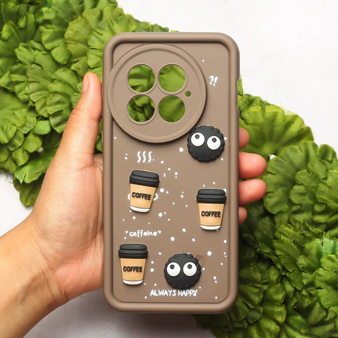Brown COFFEE (ALWAYS HAPPY) Silicone case for Oneplus 13