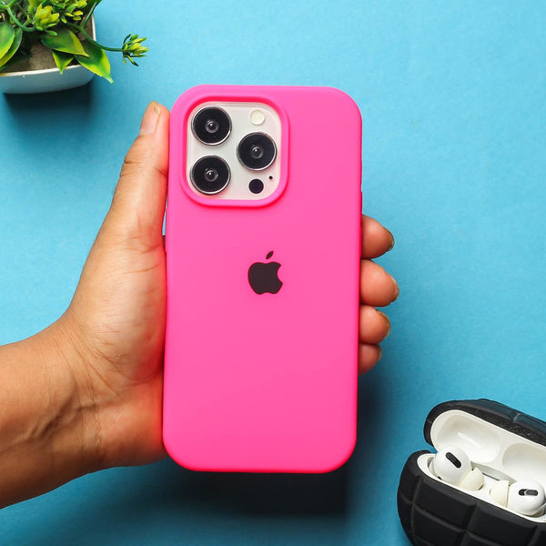 Hot Pink Original Silicone case for Apple iphone 15 Pro Max