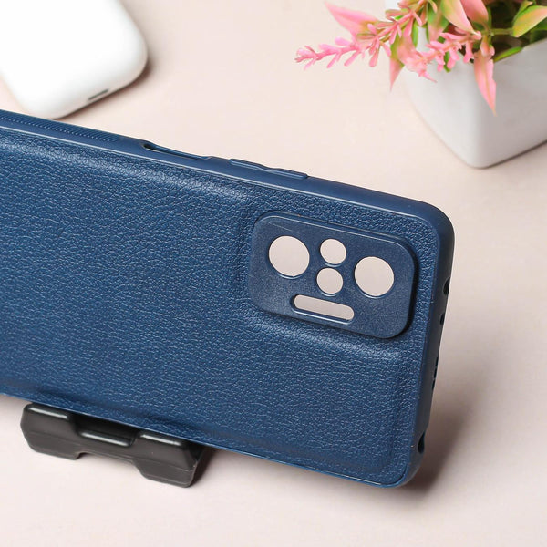 Raised Edges Blue Leather Case for Redmi Note 10 Pro