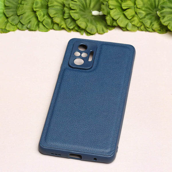 Raised Edges Blue Leather Case for Redmi Note 10 Pro