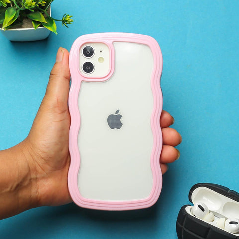 Pink Zig Zag Frame Silicon Case for Apple Iphone 11