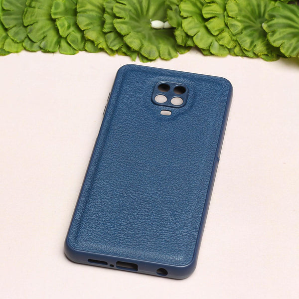 Raised Edges Blue Leather Case for Redmi Note 9 Pro