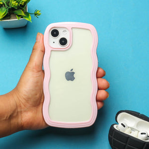 Pink Zig Zag Frame Silicon Case for Apple Iphone 14