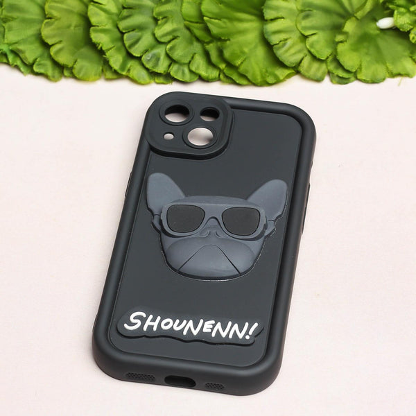 Black SHOUNENN BULLDOG Silicone case for Apple iphone 13