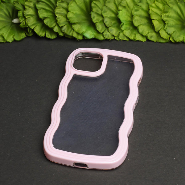 Pink Zig Zag Frame Silicon Case for Apple Iphone 15 Plus