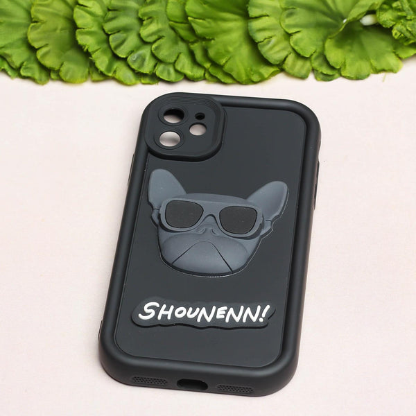 Black SHOUNENN BULLDOG Silicone case for Apple iphone 11