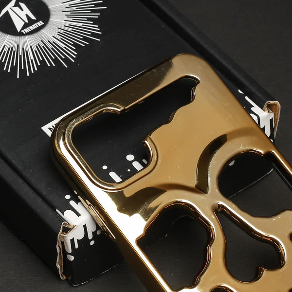 Golden Hollow Skull Design Silicone case for Apple iphone 12