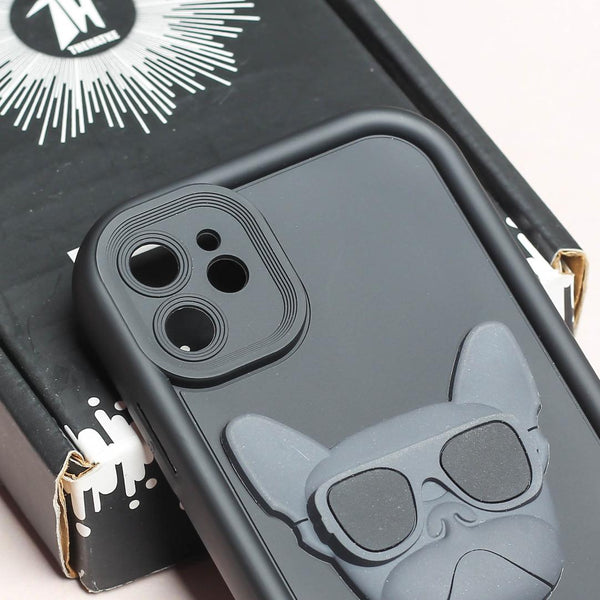 Black SHOUNENN BULLDOG Silicone case for Apple iphone 11