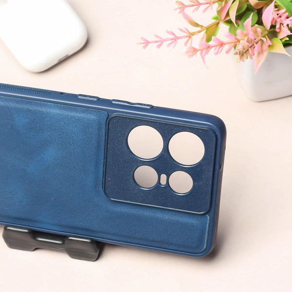 Dark Blue Classic Leather Case for Motorola Edge 50 Pro