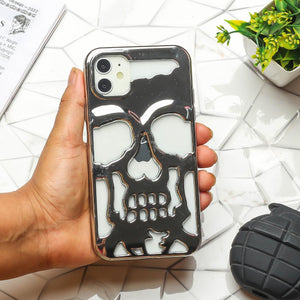 Silver Hollow Skull Design Silicone case for Apple iphone 11