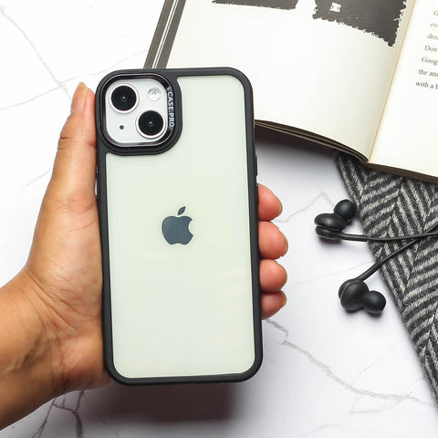 Black Lifted Transperant Case for Apple Iphone 15 Plus