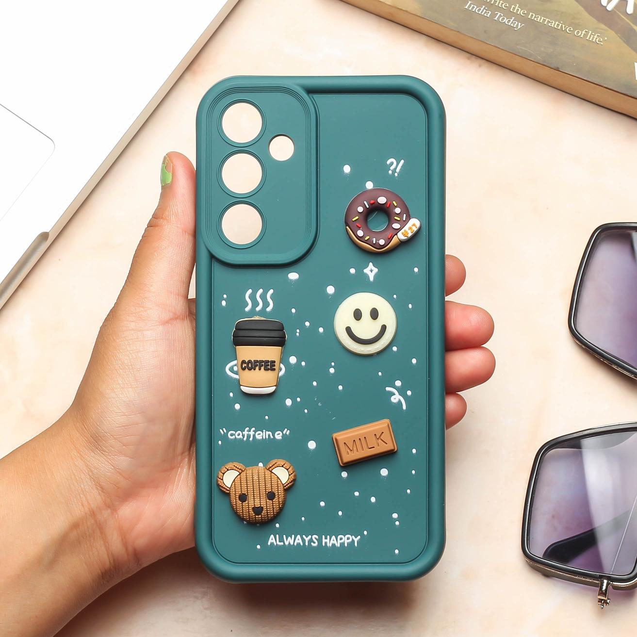 Dark Green COFFEE (ALWAYS HAPPY) Silicone case for Samsung A35