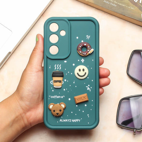 Dark Green COFFEE (ALWAYS HAPPY) Silicone case for Samsung A35