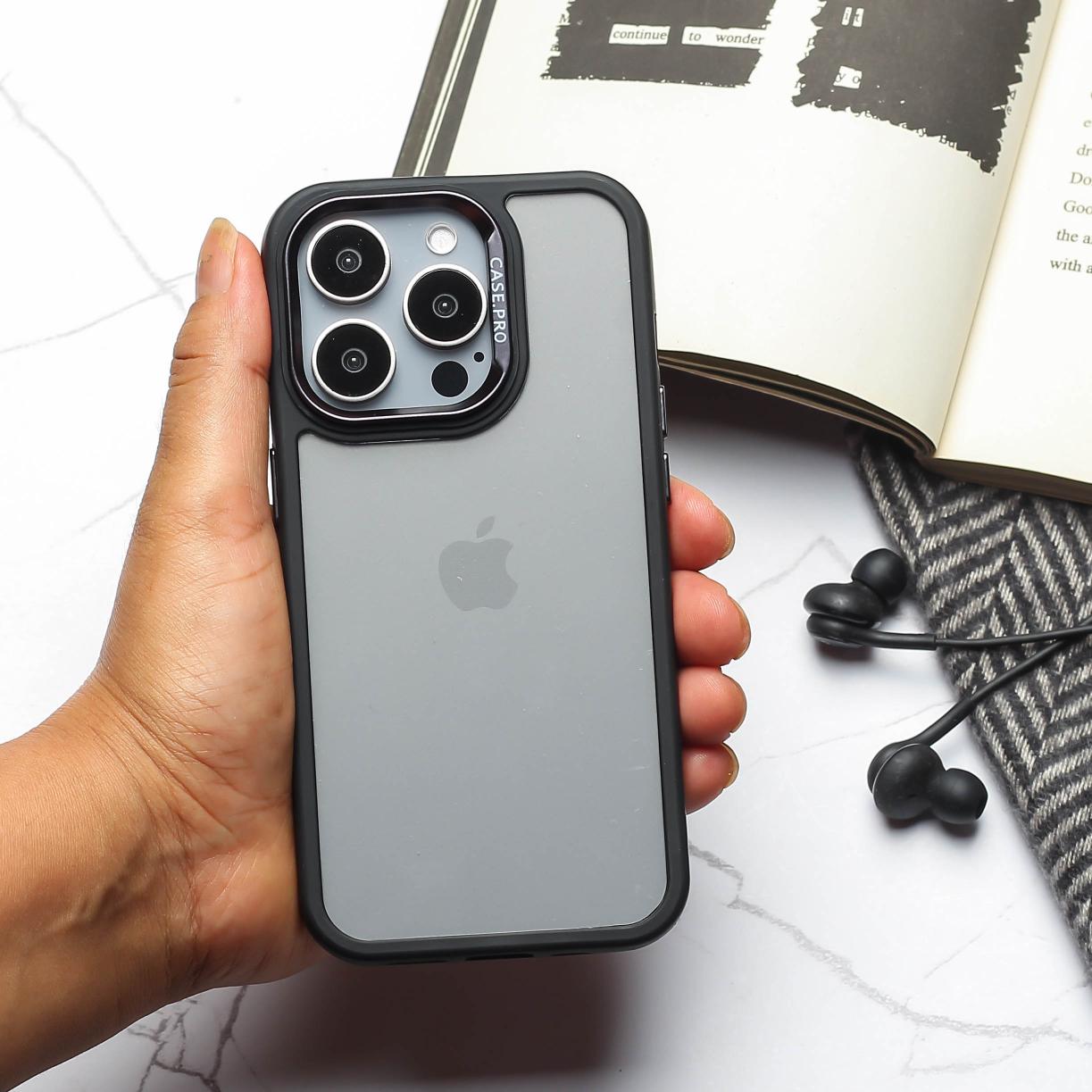 Black Lifted Transperant Case for Apple Iphone 15 Pro