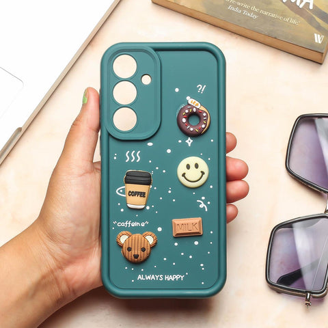 Dark Green COFFEE (ALWAYS HAPPY) Silicone case for Samsung S24 Fe