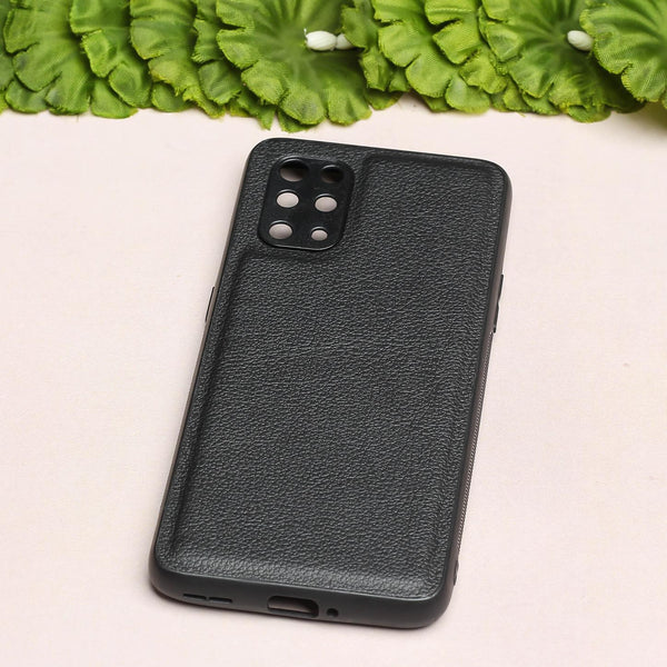Raised Edges Black Leather Case for Oneplus 9r