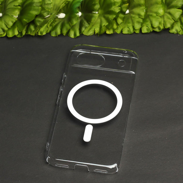 White Shine Magsafe Transparent Silicone case for Google Pixel 7a