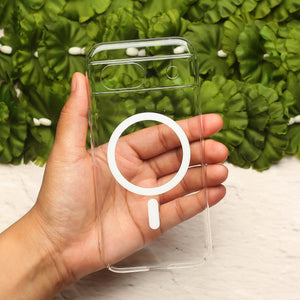 White Shine Magsafe Transparent Silicone case for Google Pixel 7a