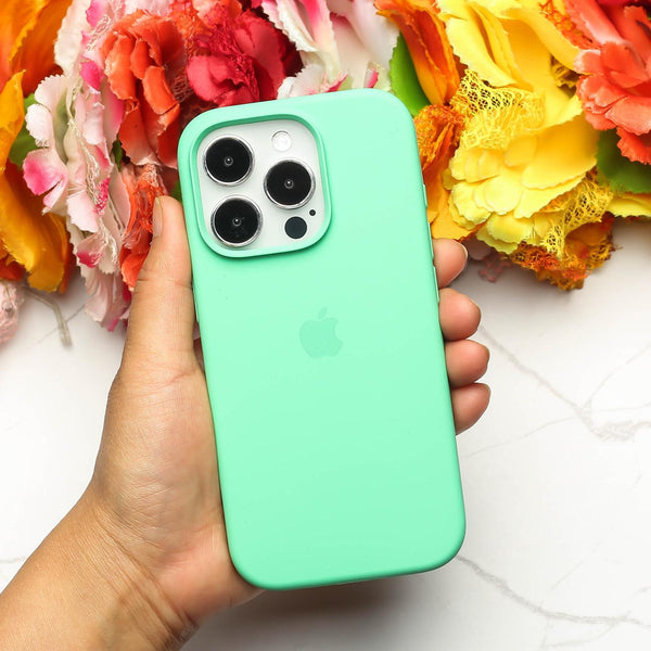 Sea Green Original Camera Safe Silicone case for Apple iphone 16 Pro Max
