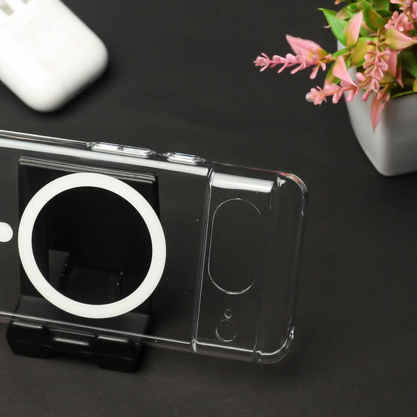 White Shine Magsafe Clear Transparent Silicone case for Google Pixel 7