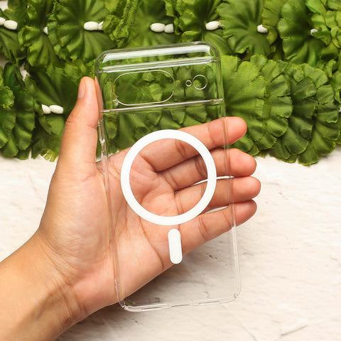 White Shine Magsafe Clear Transparent Silicone case for Google Pixel 7