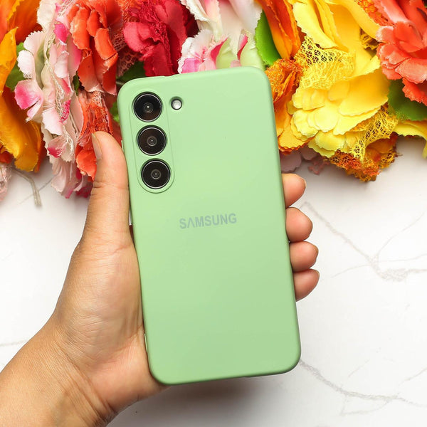 Light Green Original Camera Safe Silicone case for Samsung S21 FE