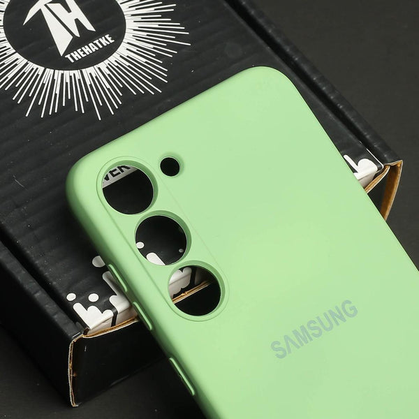 Light Green Original Camera Safe Silicone case for Samsung S21 FE