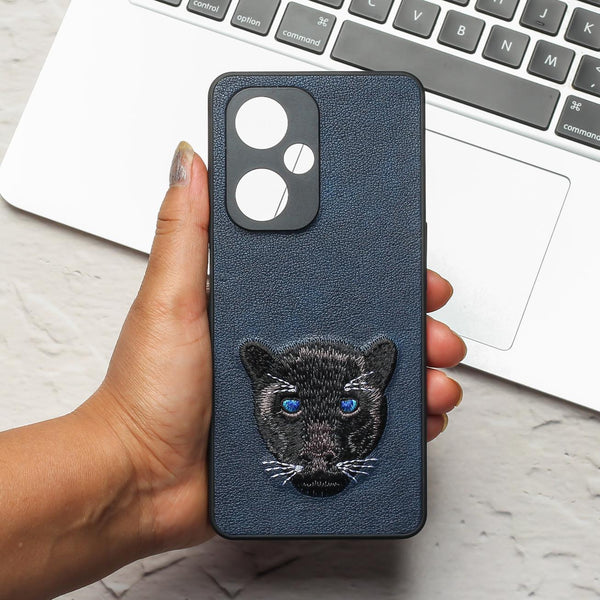 Dark Blue Leather Black Panther Ornamented for Oneplus Nord CE 3 5g