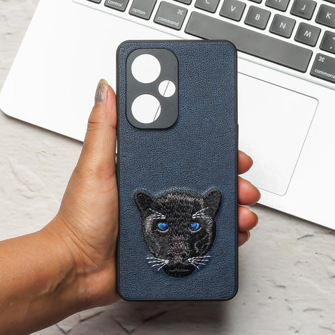 Dark Blue Leather Black Panther Ornamented for Oneplus Nord CE 3 5g