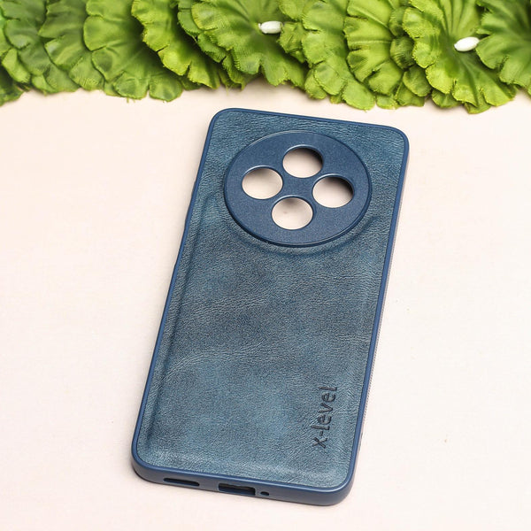 X-LEVEL Dark Blue Leather Case for OPPO Reno 12F 5G