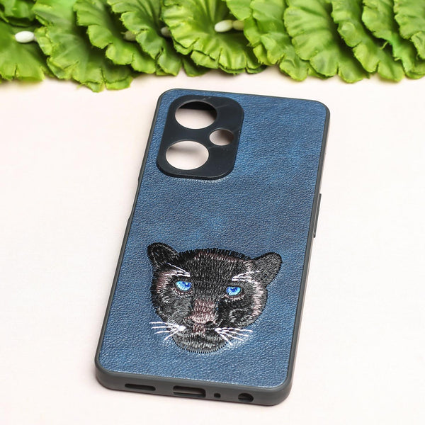 Dark Blue Leather Black Panther Ornamented for Oneplus Nord CE 3 5g