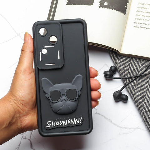 Black SHOUNENN BULLDOG Silicone case for Vivo V30 Pro