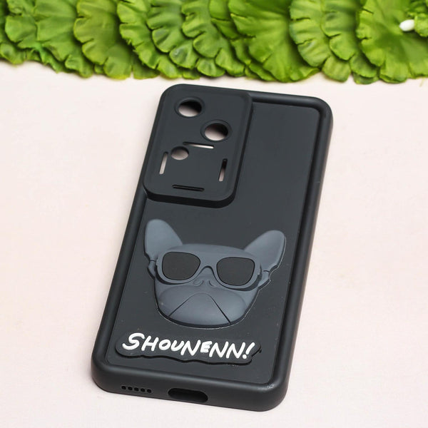 Black SHOUNENN BULLDOG Silicone case for Vivo V30 Pro