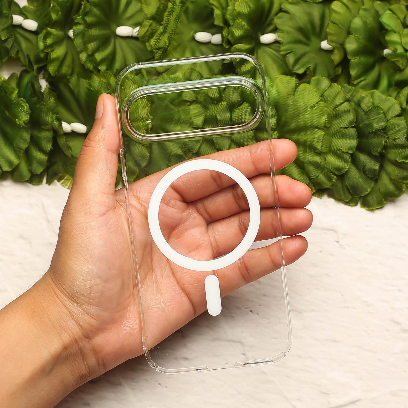White Shine Magsafe Clear Transparent Silicone case for Google Pixel 9 Pro
