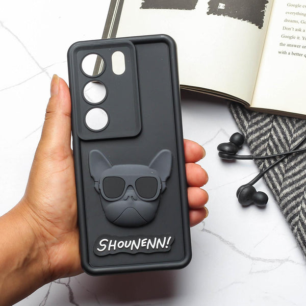 Black SHOUNENN BULLDOG Silicone case for Vivo V29 Pro