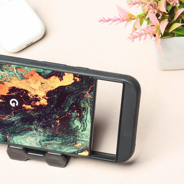 Green Golden elegance marble metal back case for Google Pixel 8